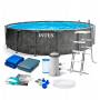 Каркасный круглый бассейн для дачи Intex 26744 в полной комплектации 549х122 см на 24310 л графитовый