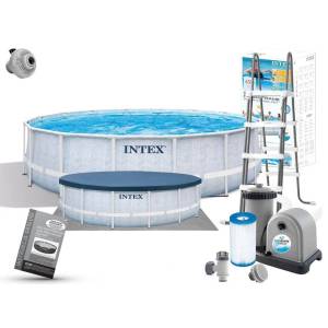 Каркасный круглый бассейн с тентом Intex 26746 лестницей и фильтром с подстилкой 488х122 см на 19156 л Серый Каркасный круглый бассейн с тентом Intex 26746 лестницей и фильтром с подстилкой 488х122 см на 19156 л Серый