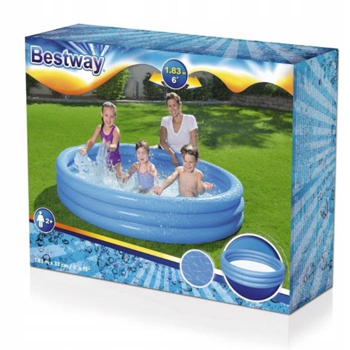Дитячий надувний басейн на 183 х 33 см на 3 кільця для діток 480 л Bestway 51027 принт Мерехтіння Синій