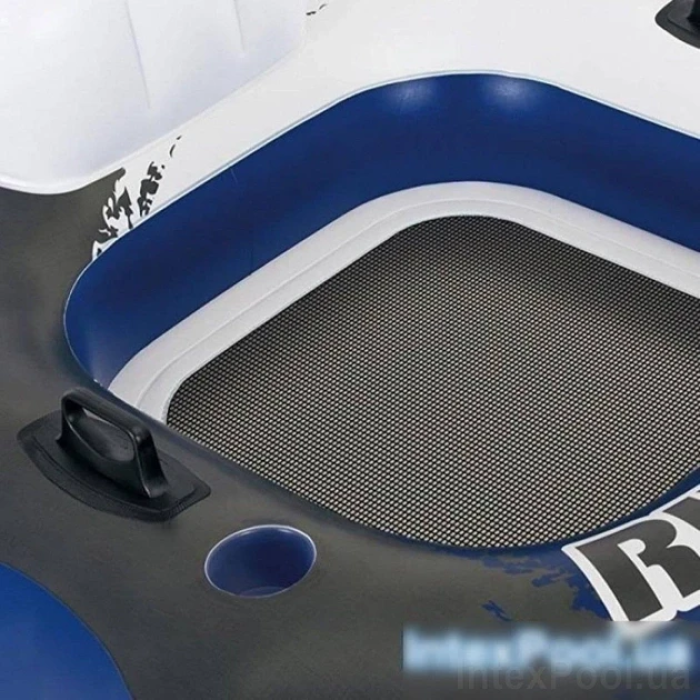 Надувний плотик 130x126 см зі спинкою 2 ручками та підсклянником Intex 58854 Надувне крісло з ручками Синій