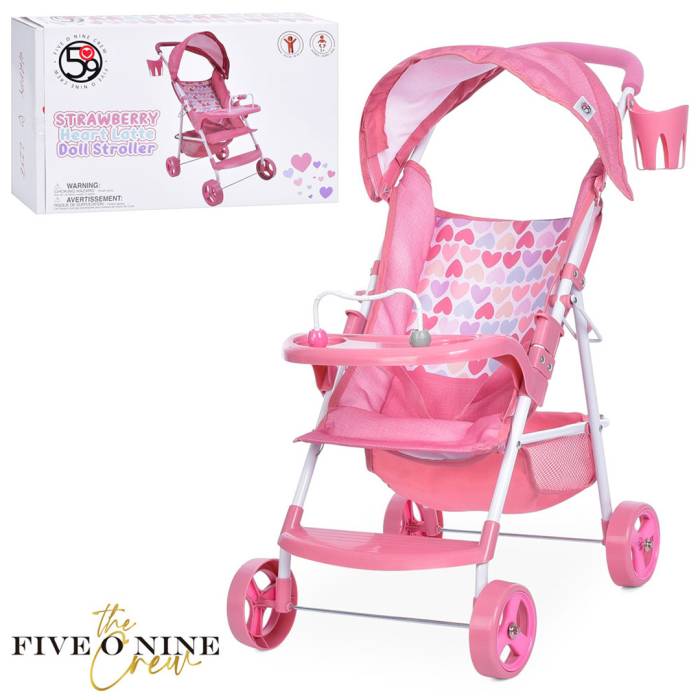 Прогулочная коляска для куклы с козырьком и подстаканником FiVEoNiNE T715022 Розовый