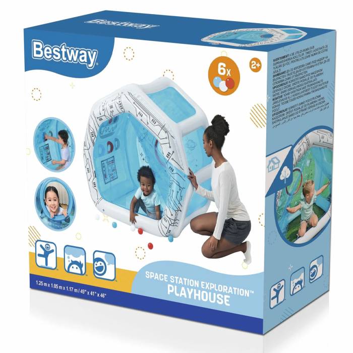 Детский надувной игровой центр-домик с 6 мячами Bestway 52632 Космическая станция 125x105x117 см